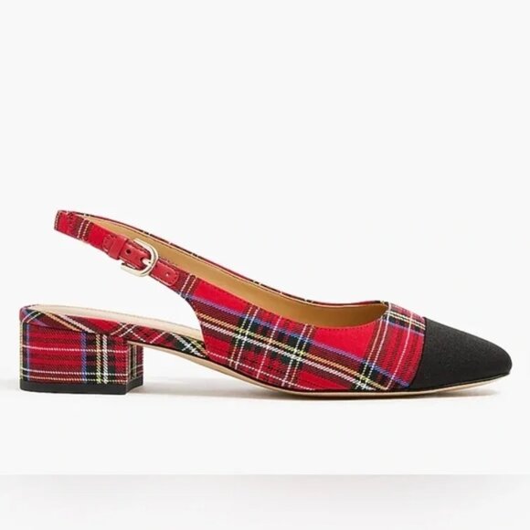 J.. Crew Factory Tartan Low-Heel Slingbacks, Sz 7, NIB - Picture 1 of 10